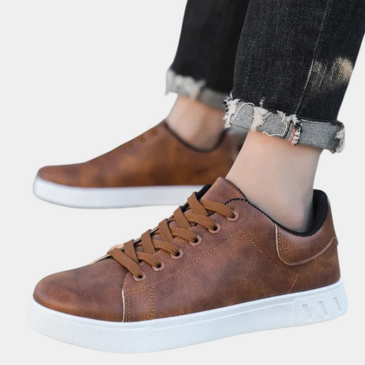 Kane Jessop | Brown Leather Low Top Sneakers For Men
