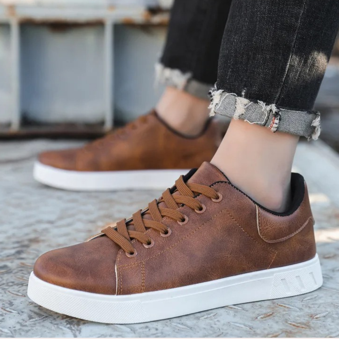 Kane Jessop | Brown Leather Low Top Sneakers For Men