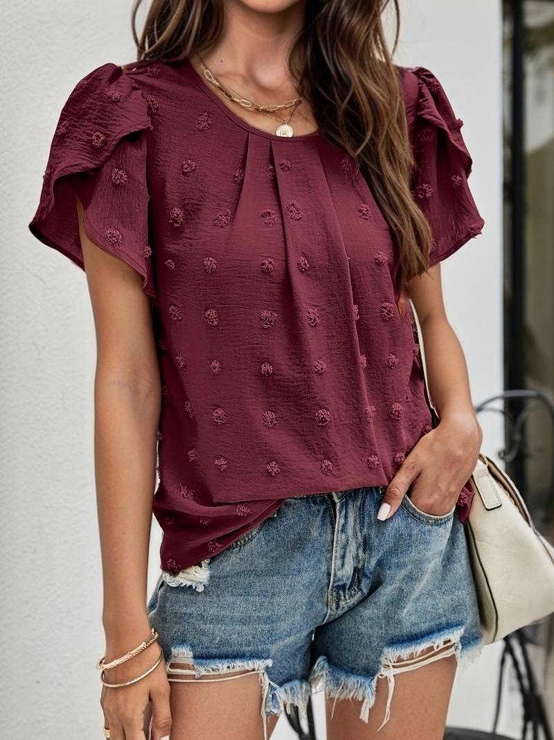 Willow Sheppard | Swiss Dot Blouse With Petal Sleeves