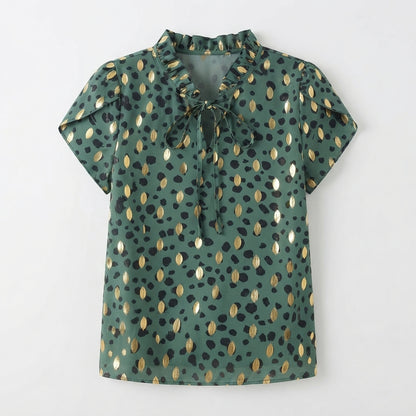 Clara Ashwood | Leopard Print Blouse With Tie-Neck Detail For Women