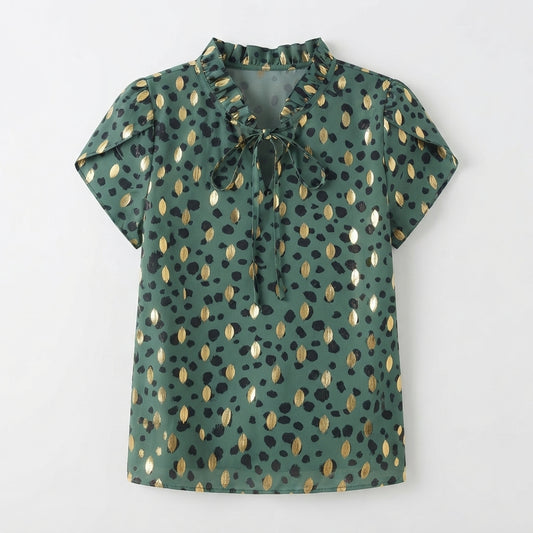 Clara Ashwood | Leopard Print Blouse With Tie-Neck Detail For Women