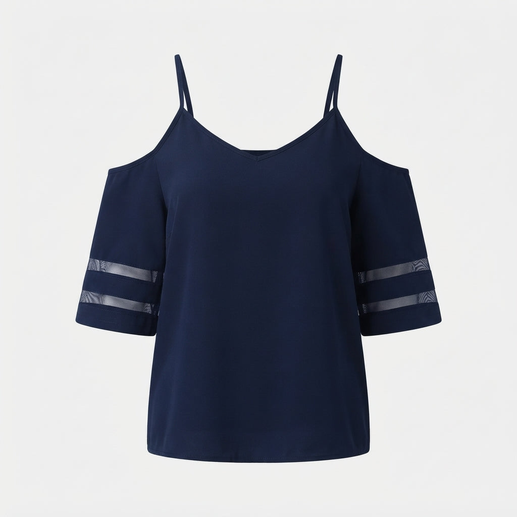 Clementine Whitcombe | Cold Shoulder Blouse With Mesh Sleeve Detail For Women