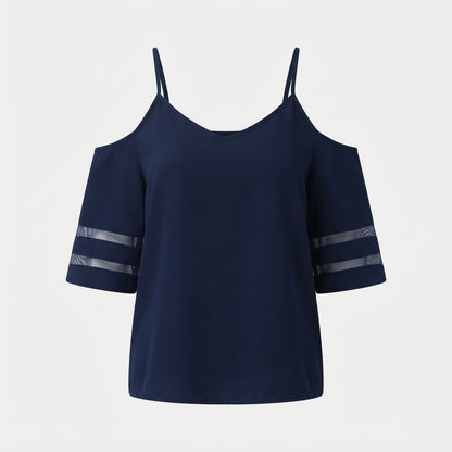 Clementine Whitcombe | Cold Shoulder Blouse With Mesh Sleeve Detail For Women