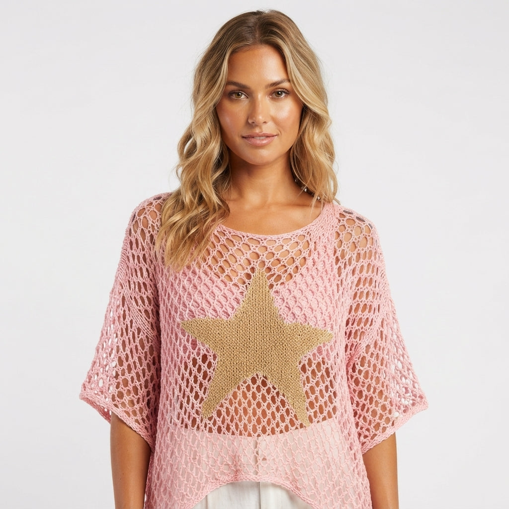 Willa Pearson | Crochet Knit Top With Star Detail For Women