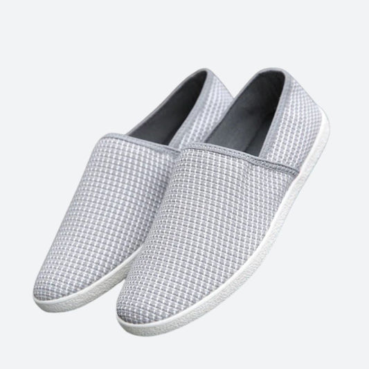 Bryce Vickers | White Woven Canvas Slip On Shoes For Men