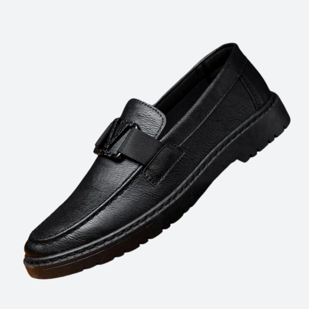 Dane Wren | Brown Leather Buckle Loafers For Men