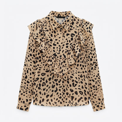 Willa Harrington | Leopard Print Ruffle Blouse For Women