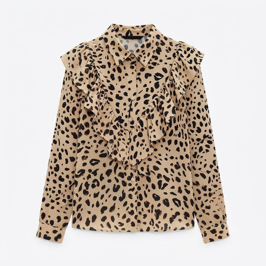 Willa Harrington | Leopard Print Ruffle Blouse For Women