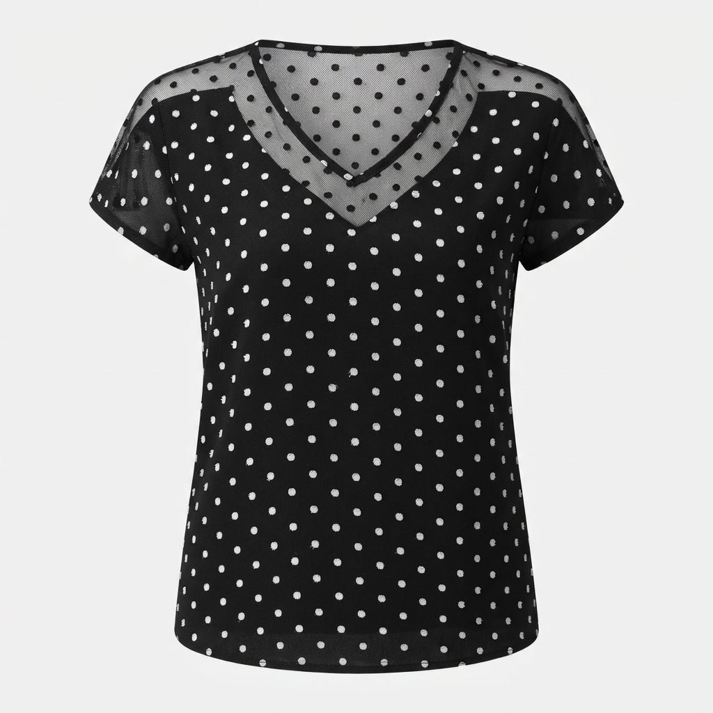 Bronwyn Pemberton | Polka Dot Lace Detail Blouse For Women