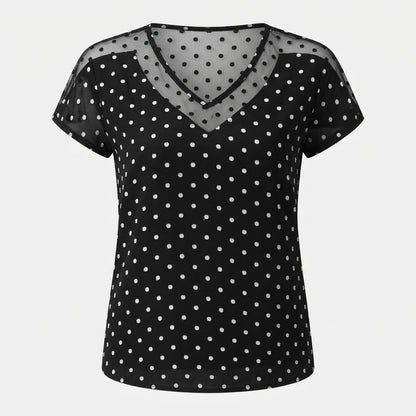 Bronwyn Pemberton | Polka Dot Lace Detail Blouse For Women