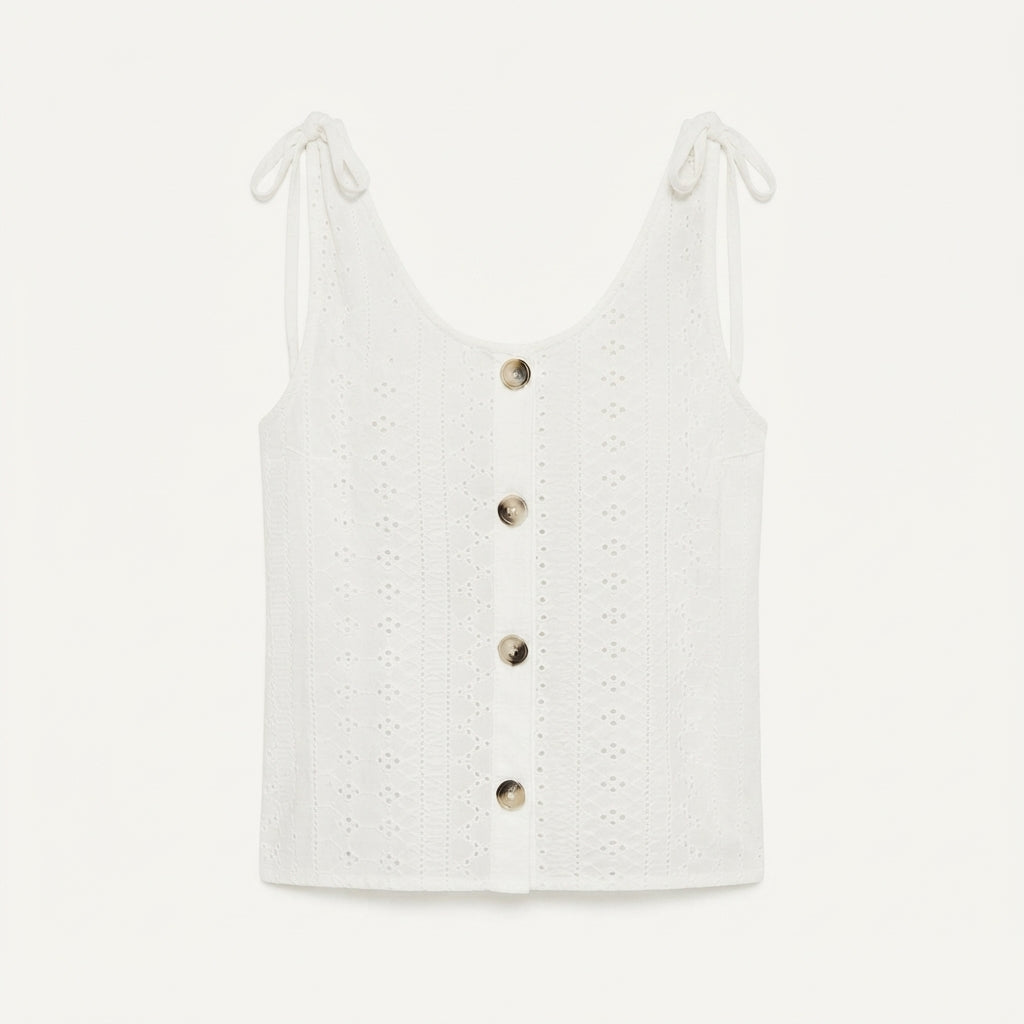 Zara Faulkner | Broderie Anglaise Tie-Strap Tank Top For Women