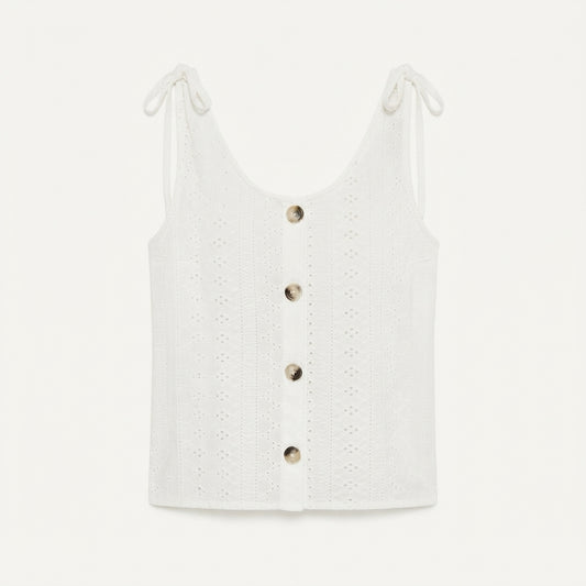 Zara Faulkner | Broderie Anglaise Tie-Strap Tank Top For Women