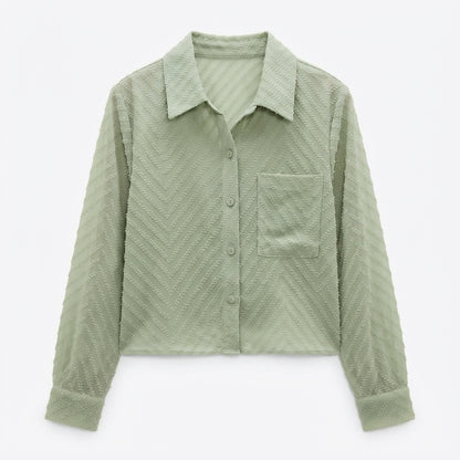 Bianca Sutherland | Chevron Textured Blouse With Collar For Women