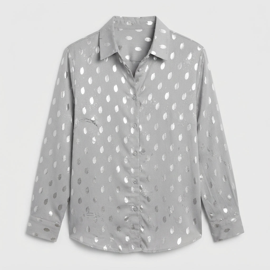 Erin Calloway | Silver Dot Satin Blouse For Women