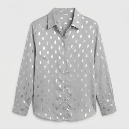 Erin Calloway | Silver Dot Satin Blouse For Women