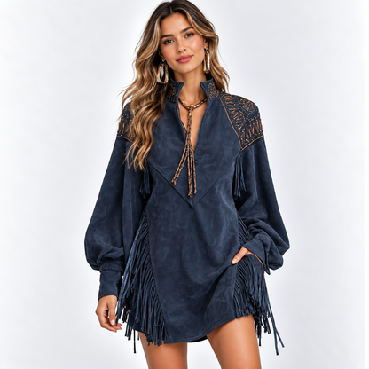 Roisin Fenlon | Embroidered Fringe Mini Dress For Women