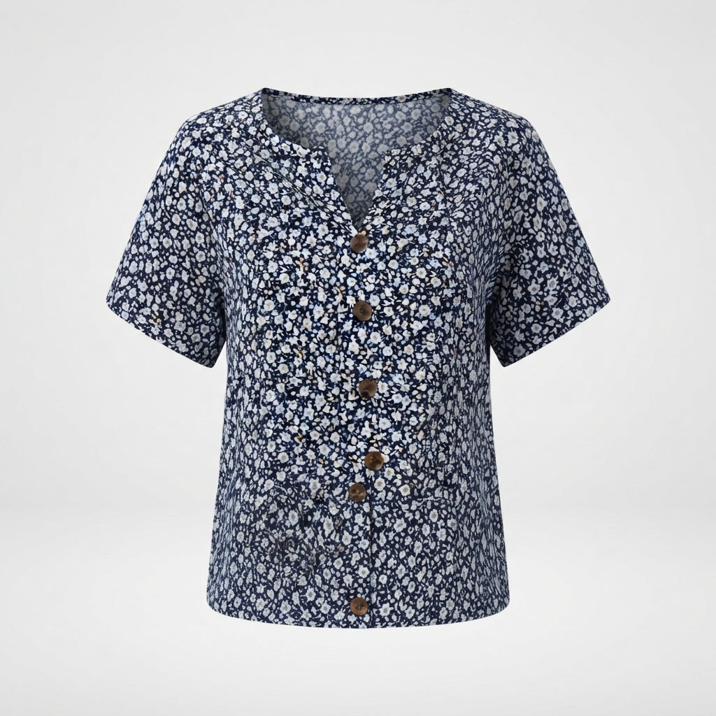 Piper Ashworth | Floral Print Blouse With Button Detail For Women