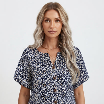 Piper Ashworth | Floral Print Blouse With Button Detail For Women