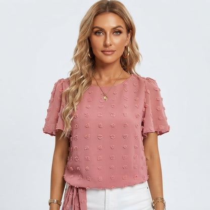Eliza Beaumont | Chiffon Blouse With 3D Floral Detail For Women