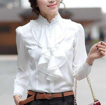Verity Lansdowne | Ruffle Collar Blouse With Long Sleeves For Women