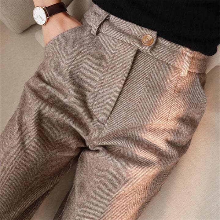Primrose Marchwood | Tailored Trousers With Button Hem For Women