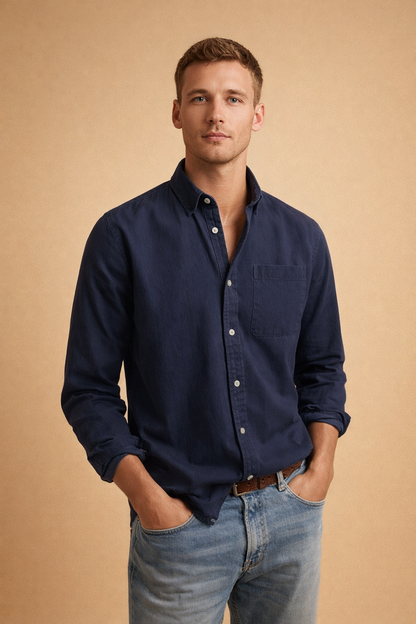 Liam Harrington | Classic Cotton Button-Up Shirt For Men