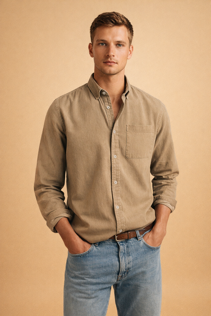 Liam Harrington | Classic Cotton Button-Up Shirt For Men