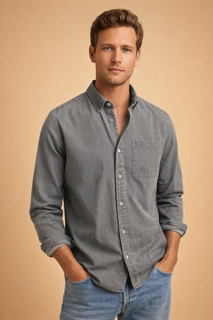 Liam Harrington | Classic Cotton Button-Up Shirt For Men