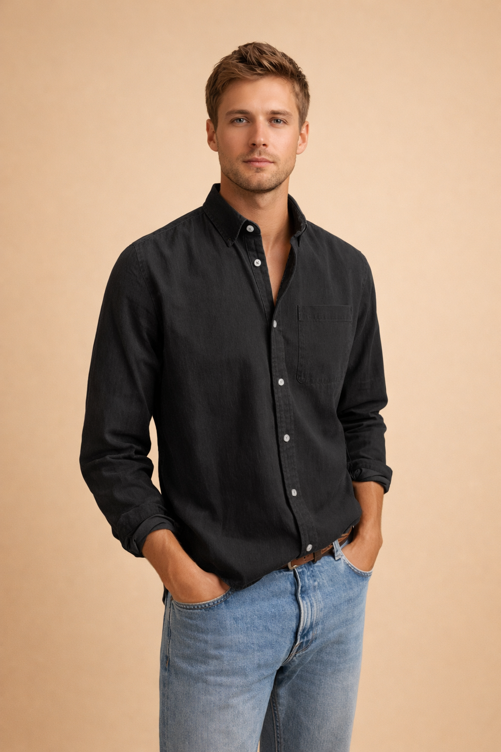 Liam Harrington | Classic Cotton Button-Up Shirt For Men