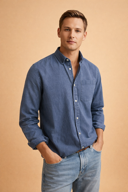 Liam Harrington | Classic Cotton Button-Up Shirt For Men