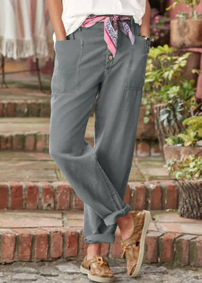 Rosalind Norbury | Dusty Pink Linen Look Trousers For Women