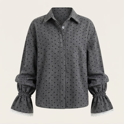 Orla Sheridan | Heart Print Shirt With Lace Cuffs For Women