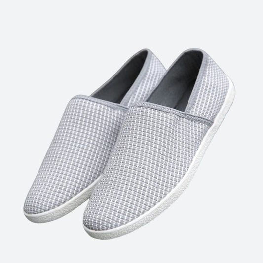 Tanner Nesbitt | Grey Woven Canvas Slip On Shoes For Men