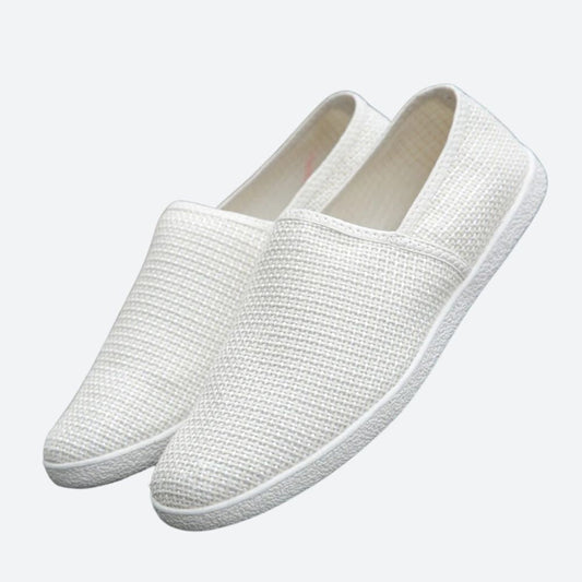 Tanner Nesbitt | Grey Woven Canvas Slip On Shoes For Men