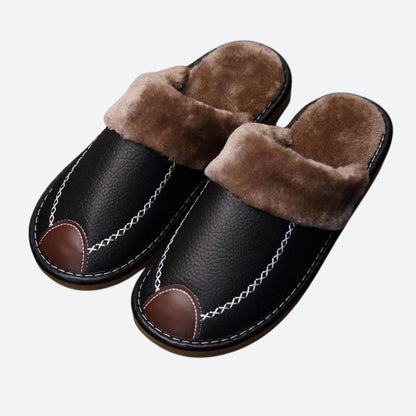Nash Holt | Leather Fur Lined Slippers For Men