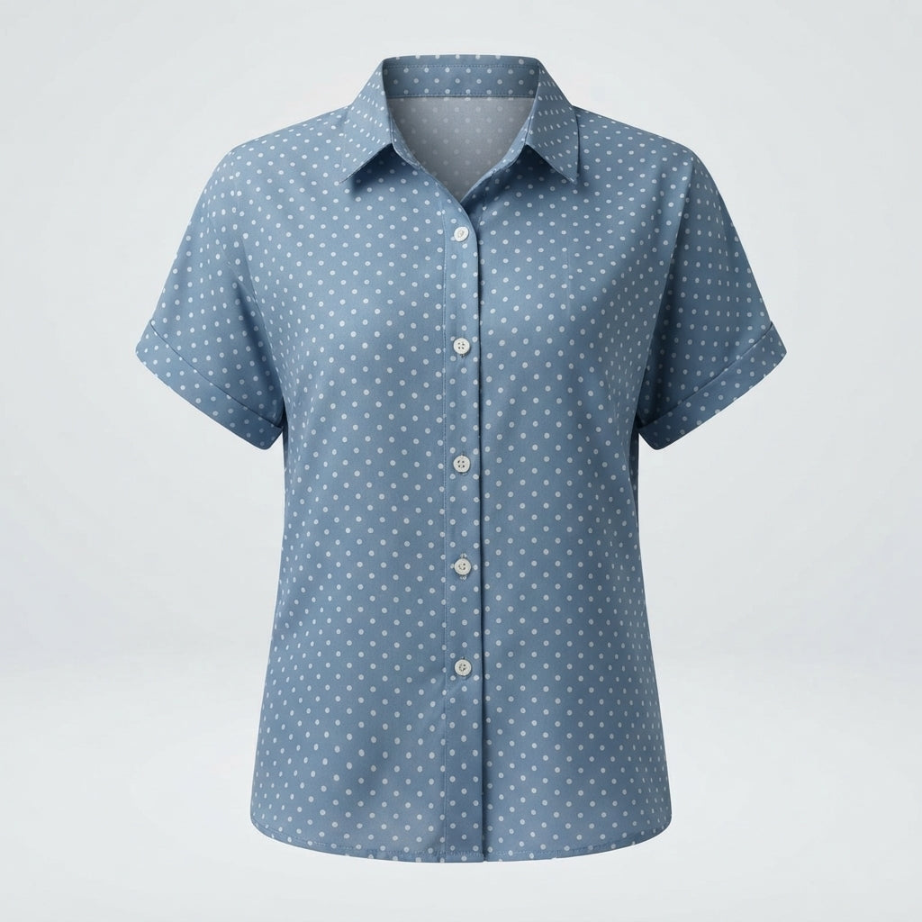 Tegan Ashworth | Polka Dot Button Blouse With Relaxed Fit For Women