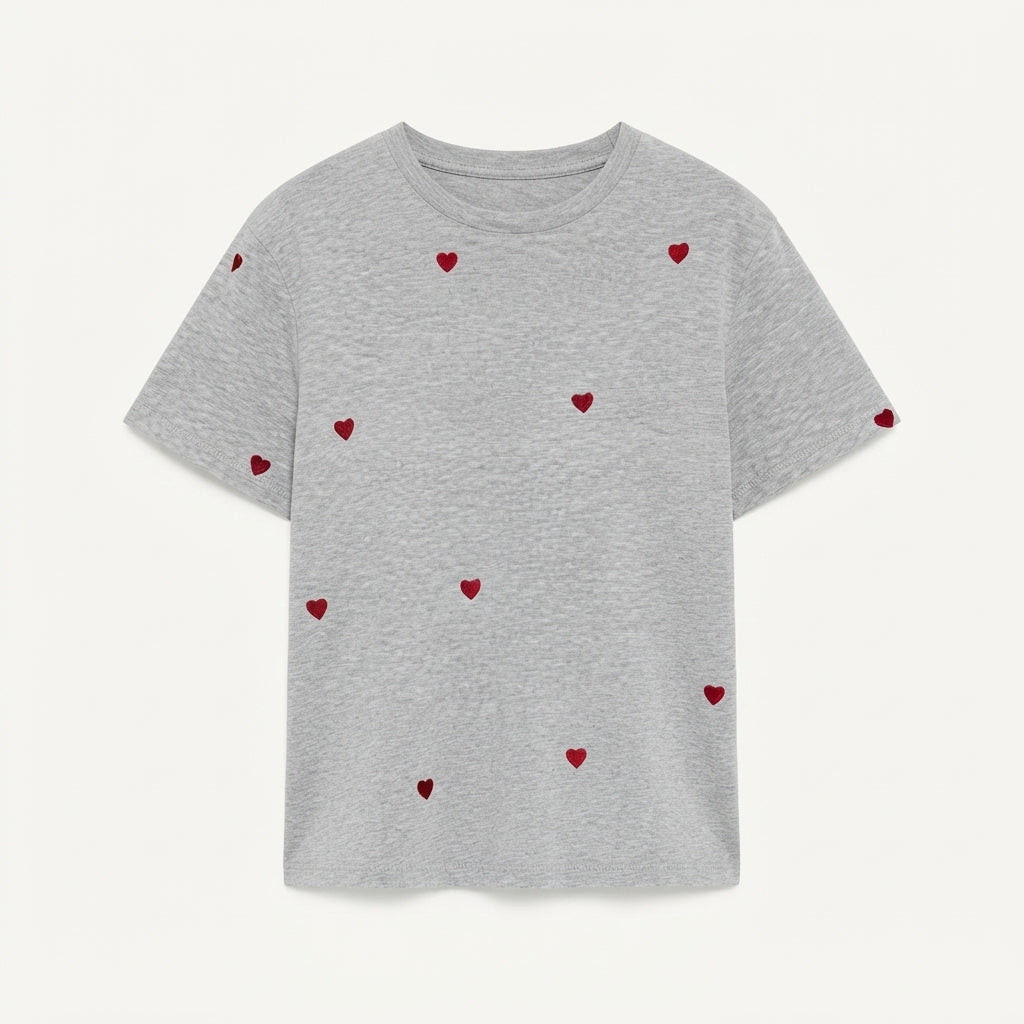 Aria Fletcher | Heart Print Cotton T-Shirt For Women