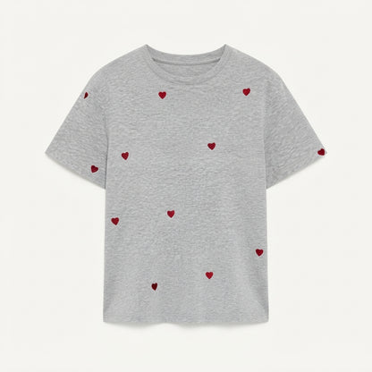 Aria Fletcher | Heart Print Cotton T-Shirt For Women