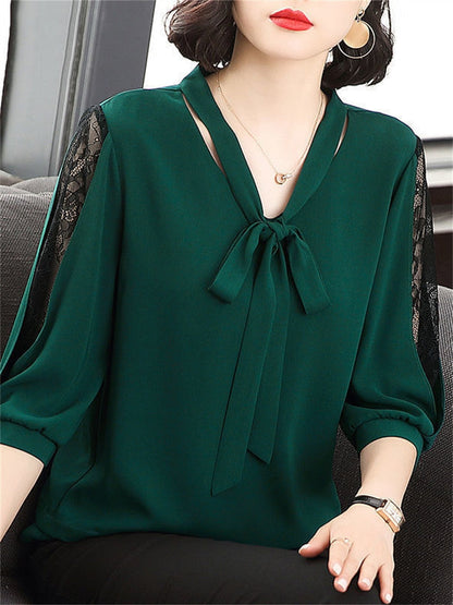 Bridie Sutherland | Tie-Neck Lace Sleeve Blouse For Women