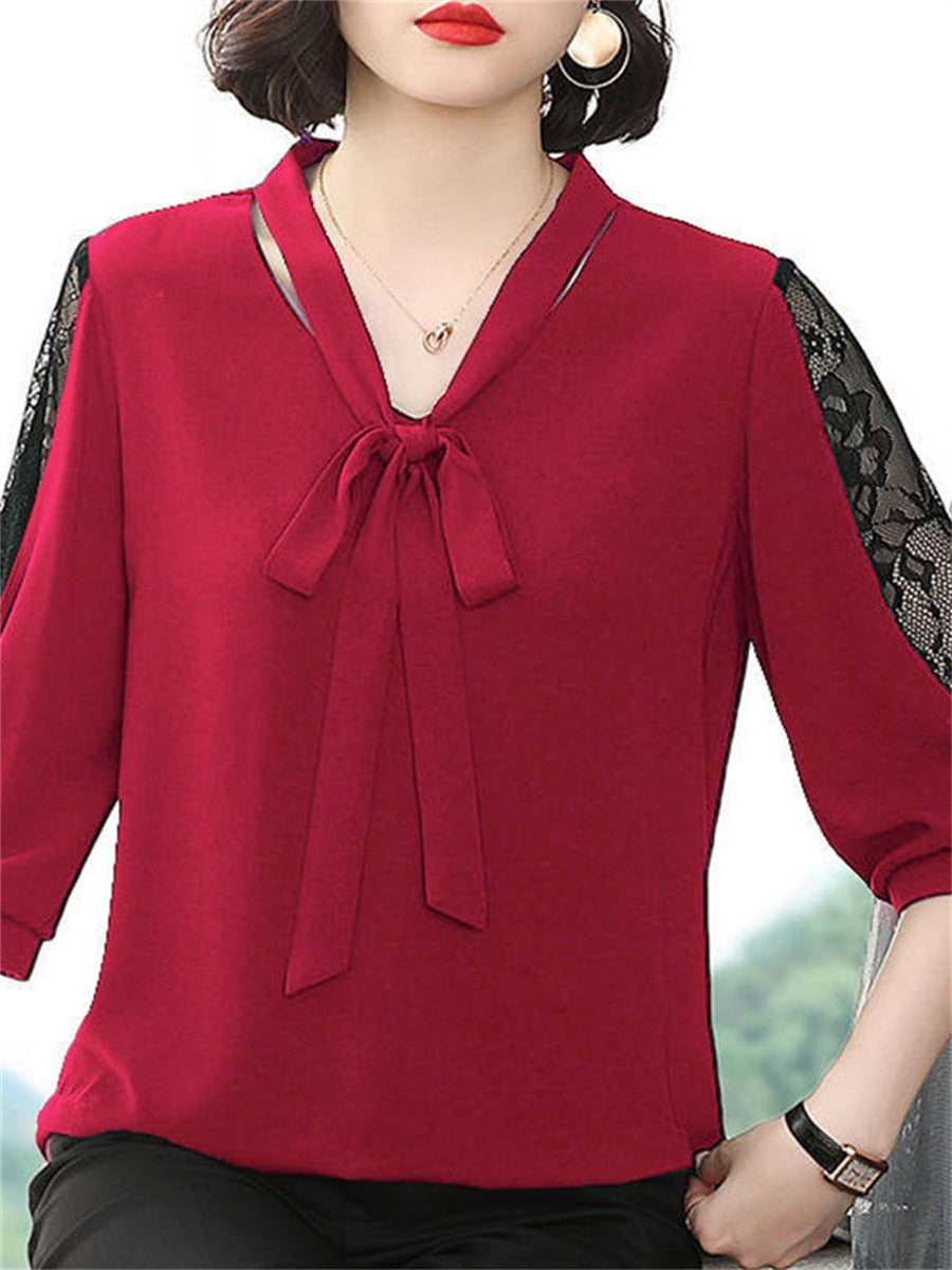 Bridie Sutherland | Tie-Neck Lace Sleeve Blouse For Women