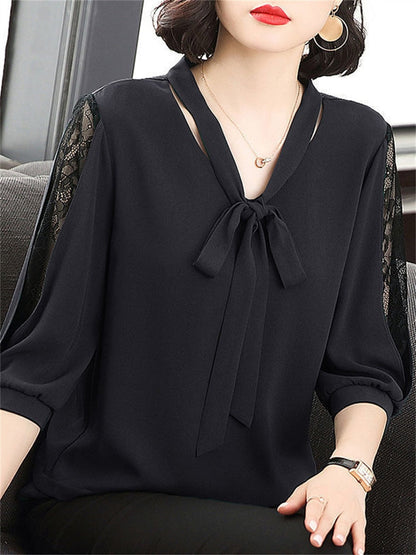Bridie Sutherland | Tie-Neck Lace Sleeve Blouse For Women