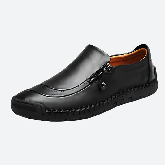 Jarrah Marlowe | Black Leather Side Zip Shoes For Men
