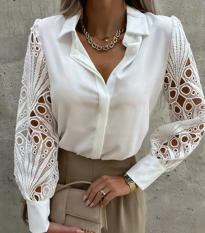 Annabel Rushworth | Lace-Sleeve Blouse With Eyelet Detail For Women