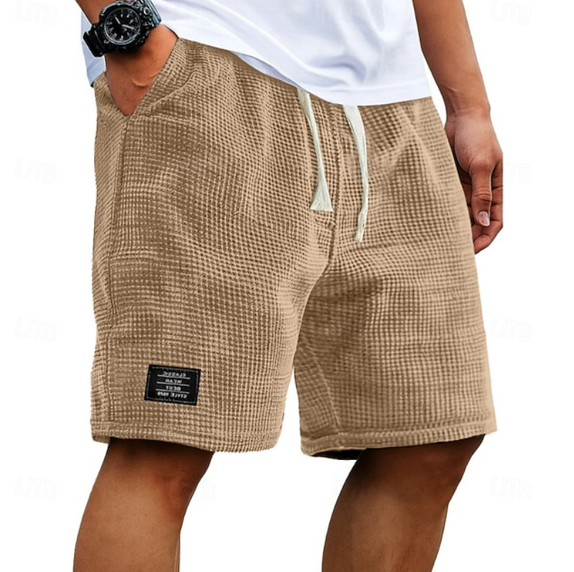 Charlie Lawson | Slate Waffle Knit Summer Shorts For Men