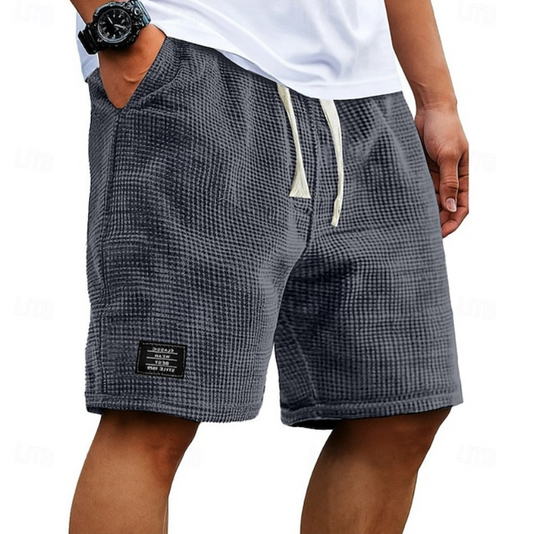 Charlie Lawson | Slate Waffle Knit Summer Shorts For Men
