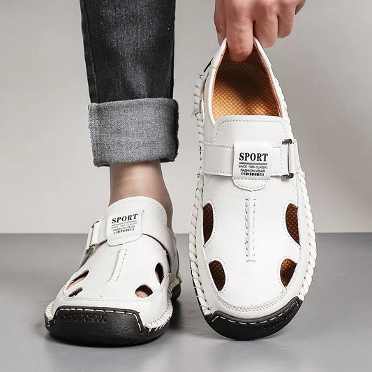 Flynn Radcliffe | White Leather-Look Sport Sandal For Men