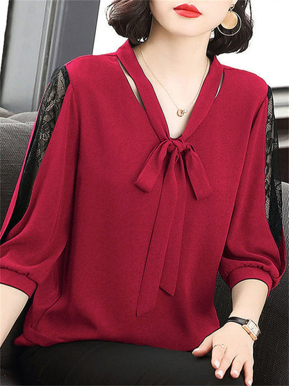 Bridie Sutherland | Tie-Neck Lace Sleeve Blouse For Women