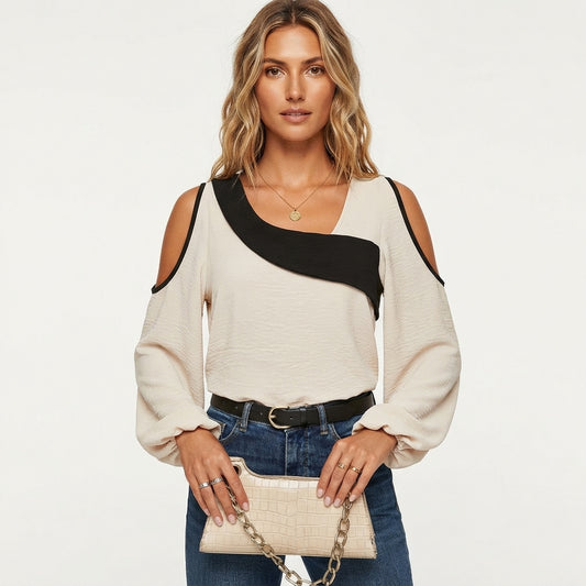 Naomi Whitlock | Square-Neck Colourblock Blouse For Women