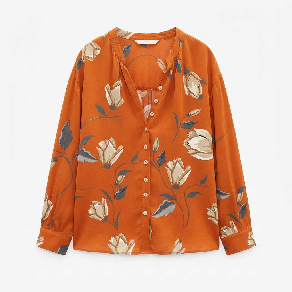 Mackenzie Hartwell | Floral Print Blouse With Statement Sleeves For Women