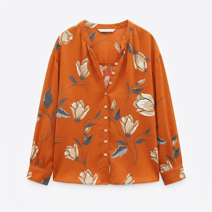 Mackenzie Hartwell | Floral Print Blouse With Statement Sleeves For Women